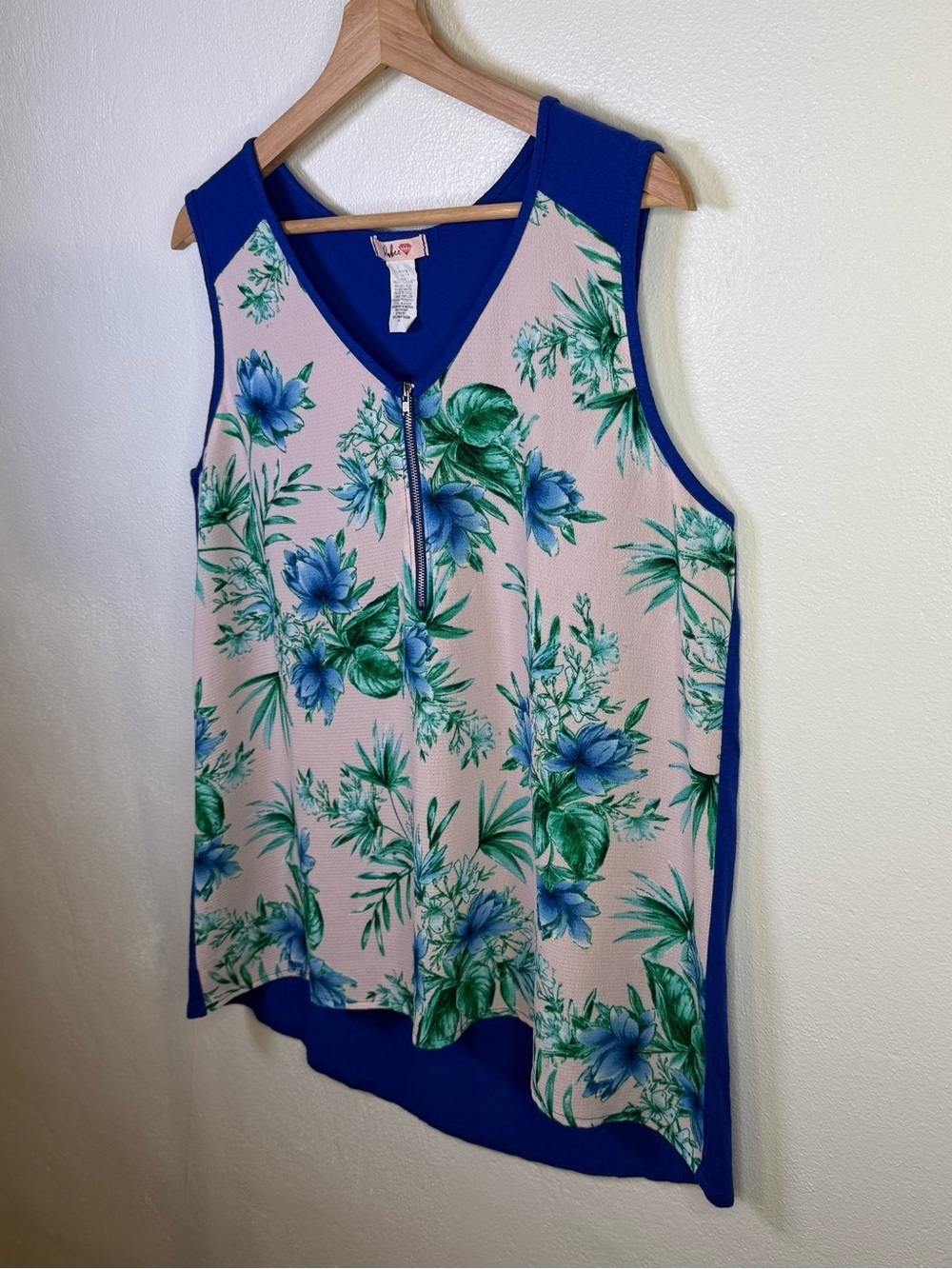 Rubee Women’s Tropical Floral Print Pink & Blue Tank Top Size XL - Picture 5 of 13